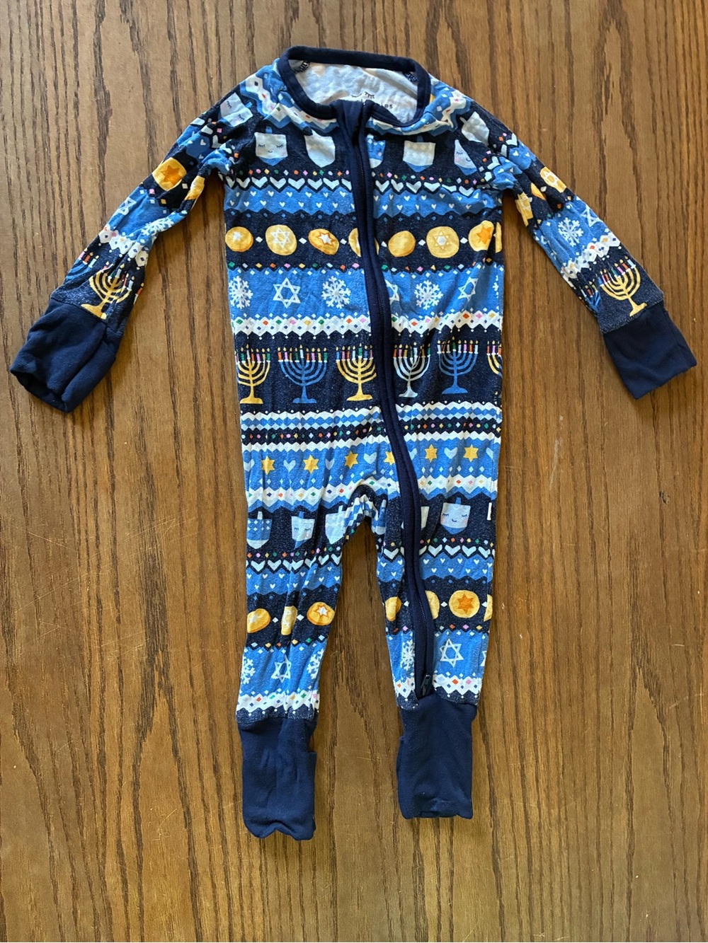 Little Sleepies 3-6 M Bamboo Zippy - Hanukkah